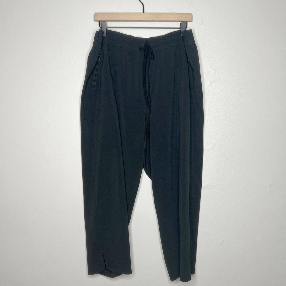 Talbots Womens Active Pants XL Black Straight Leg Crop‎ Stretch Gym Training